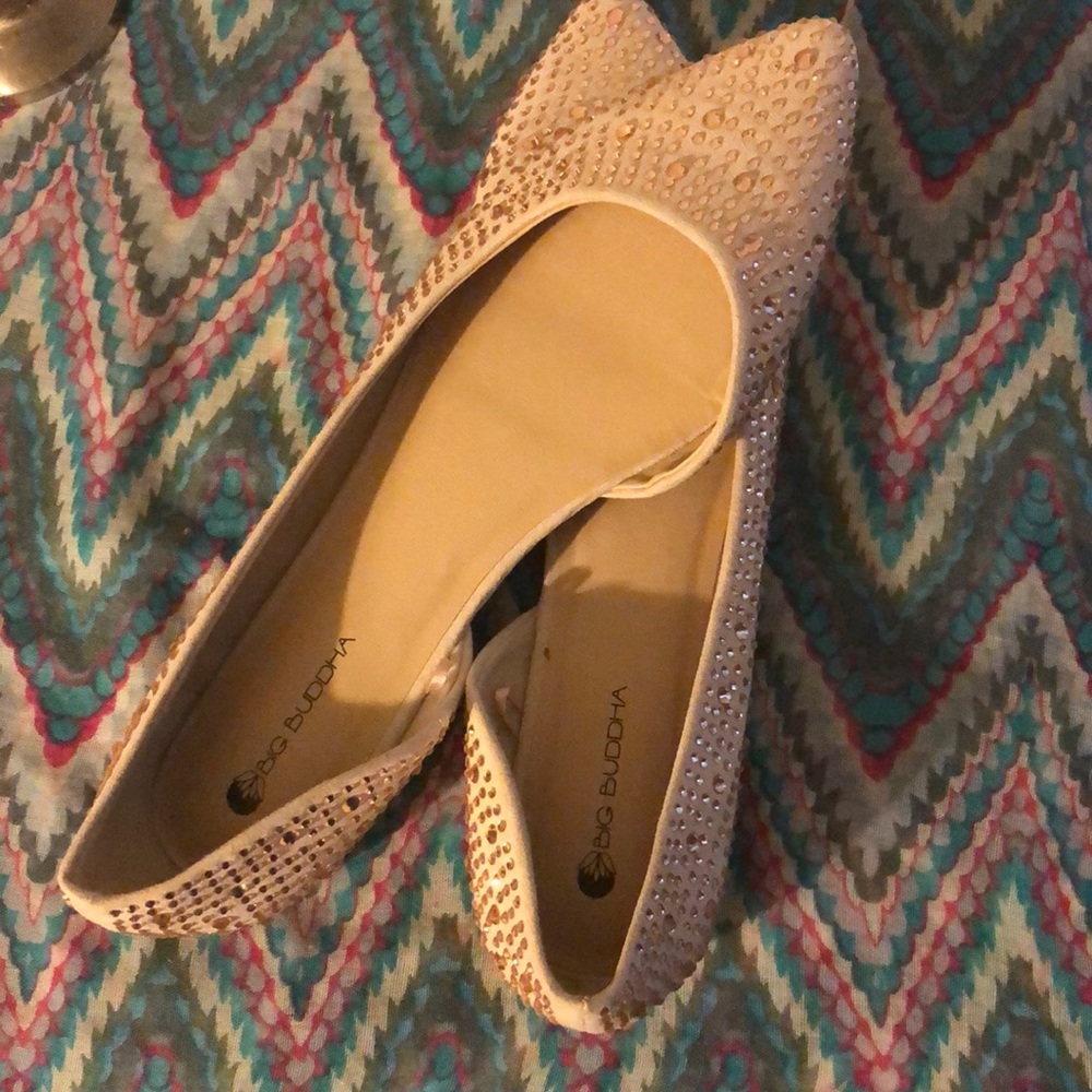 Big Buddha rose gold gem stone flats